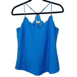 J. Crew Scalloped Spaghetti Stap Lined Cami Tank Top Size 2 Blue Adjustable
